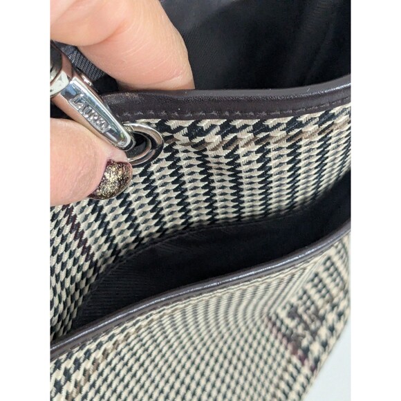 Lauren Ralph Lauren Vintage Houndstooth Brown Mini Tote British Inspired Bag - Picture 9 of 13